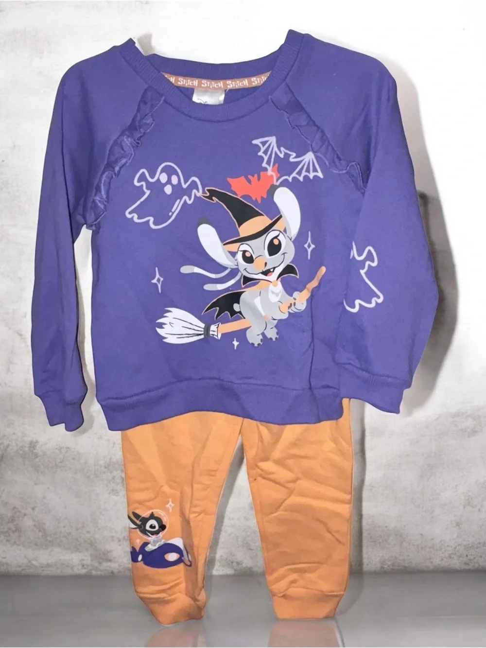 Disney Witch Stitch Graphic in Purple & Light Orange Kids Halloween Girls 5